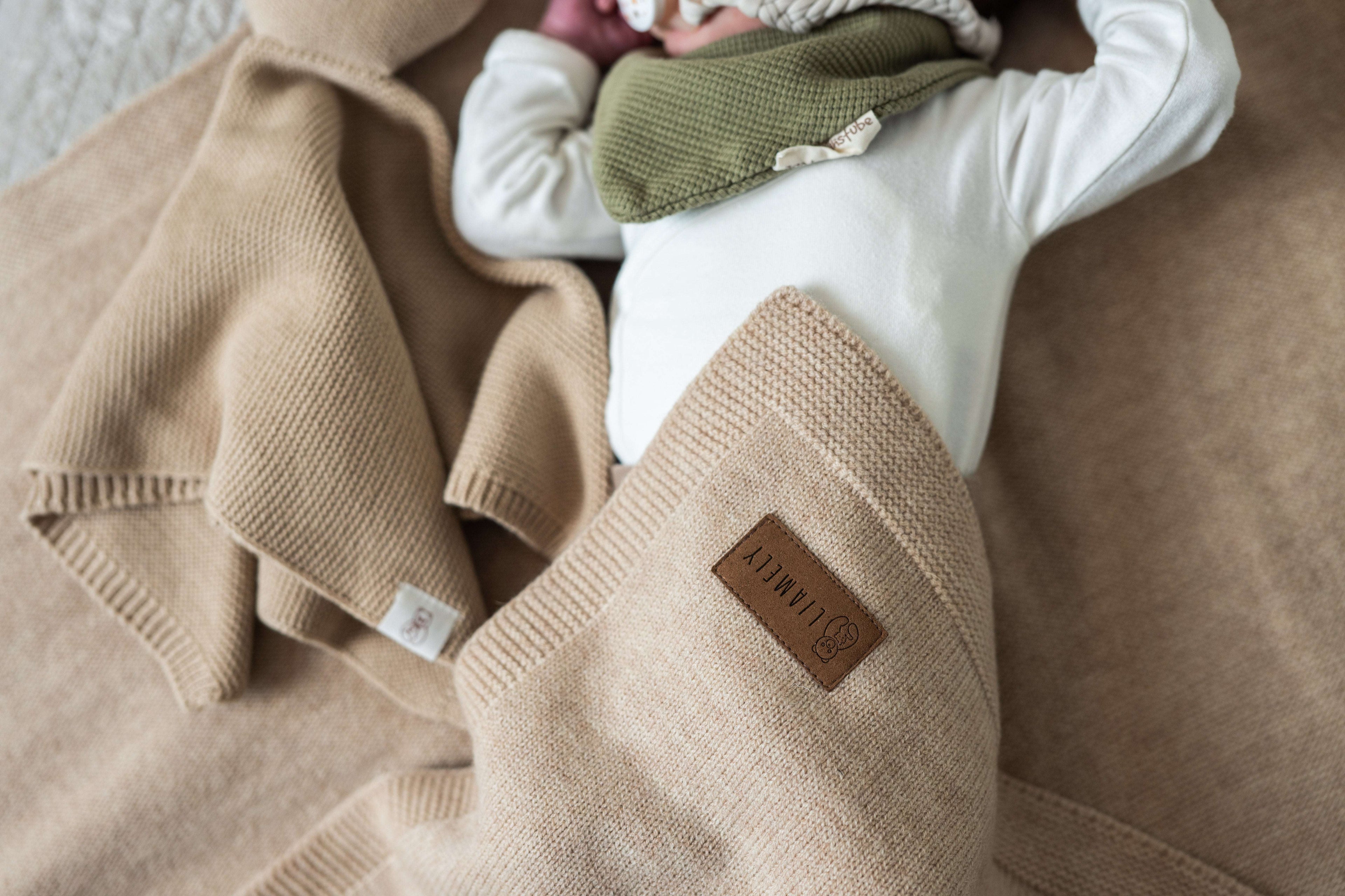 Merinowolle Babydecke in Braun