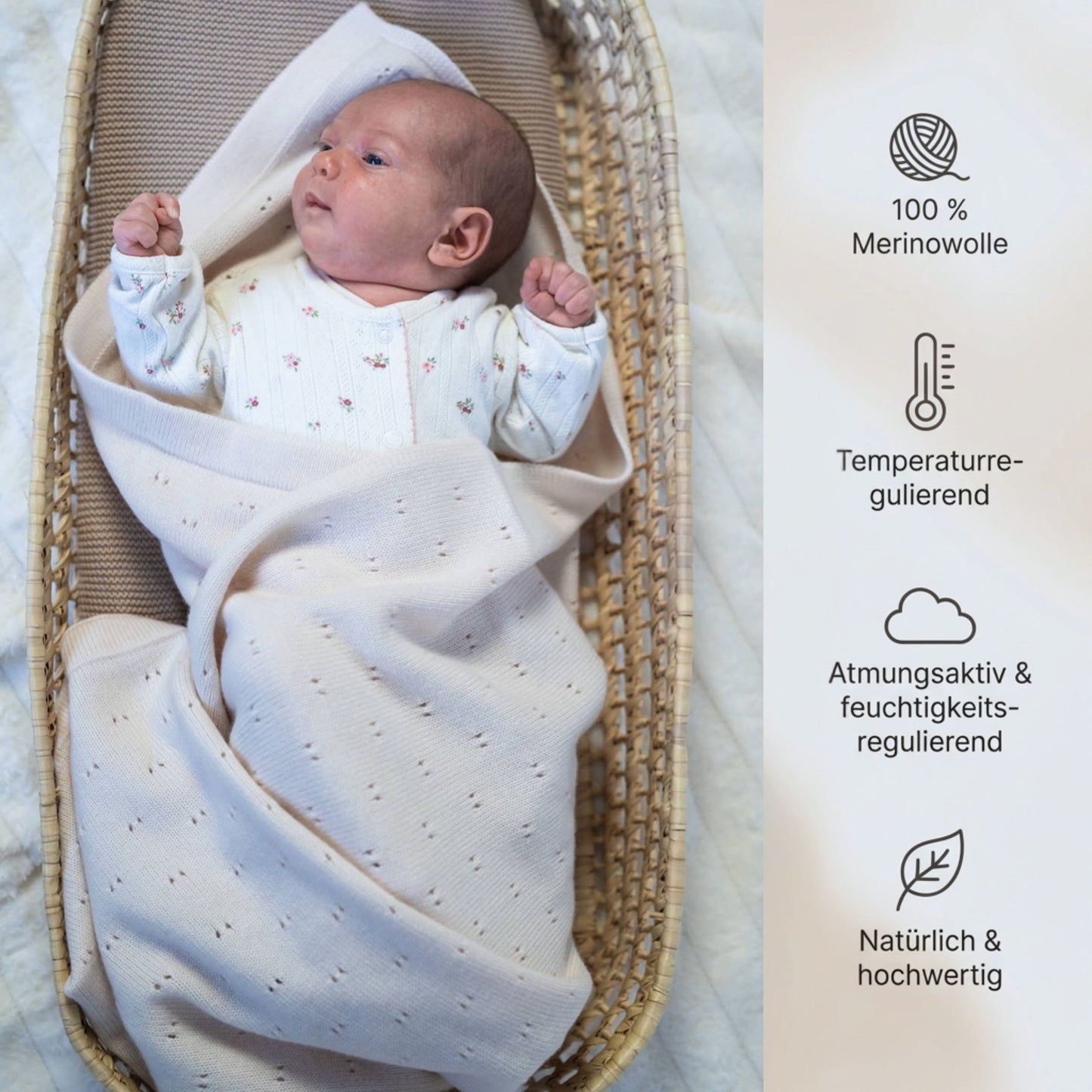 Babydecke "BREEZE" aus 100% Merinowolle