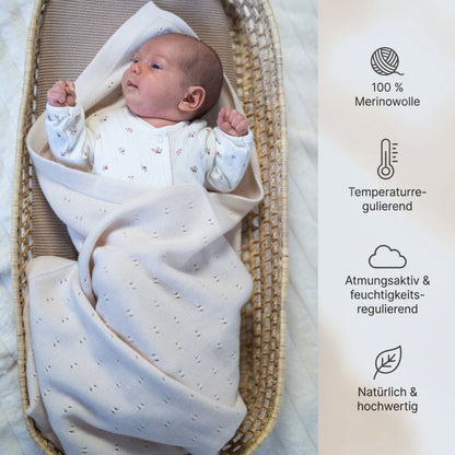 Babydecke "BREEZE" aus 100% Merinowolle