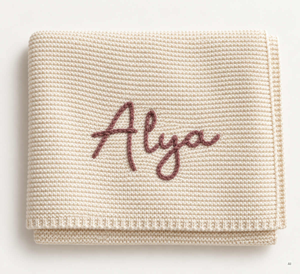 Personalisierte Babydecke aus Bio-Baumwolle mit handgesticktem Namen